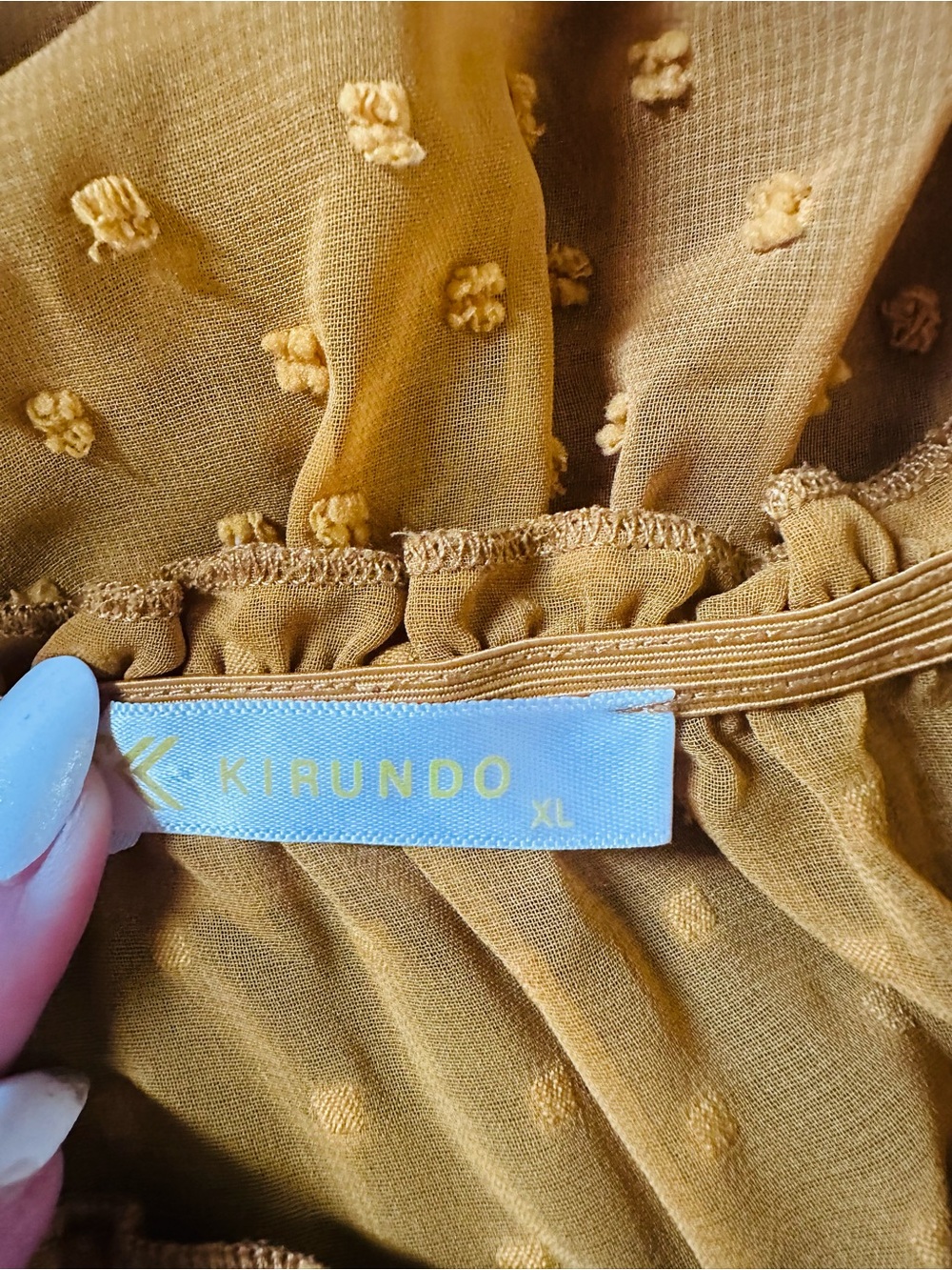 Yellow Ruffle Swiss Dot Dress - Picture 3 of 4